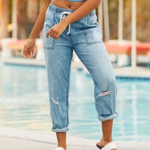 Aerie chambray distressed pants